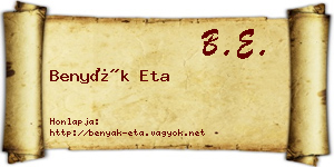 Benyák Eta névjegykártya